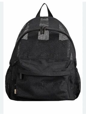 BEIS Black Mesh Backpack with Front Pocket